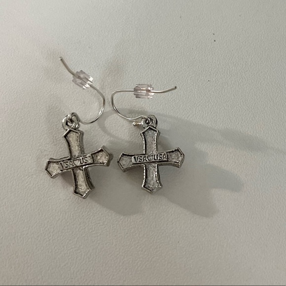 COPY - Virgin Saints & Angels Silver Cross Earrings - Picture 4 of 4
